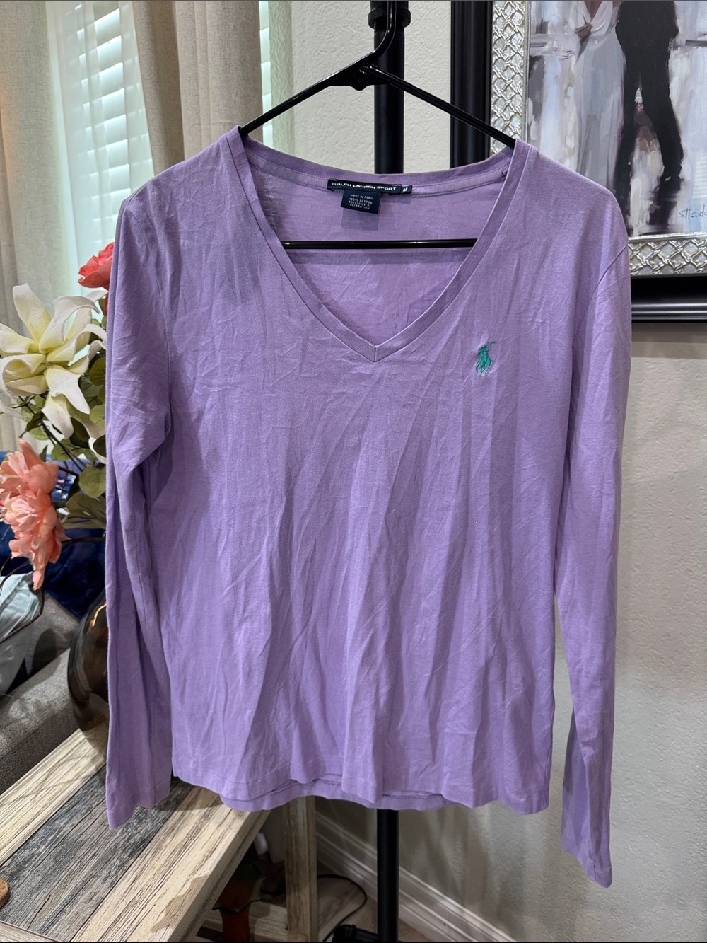 Polo by Ralph Lauren Lavender V-Neck Long Sleeve Tee